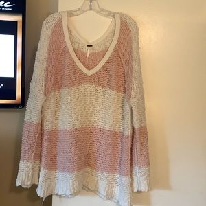 Pink and White Free People sweater. Final price.